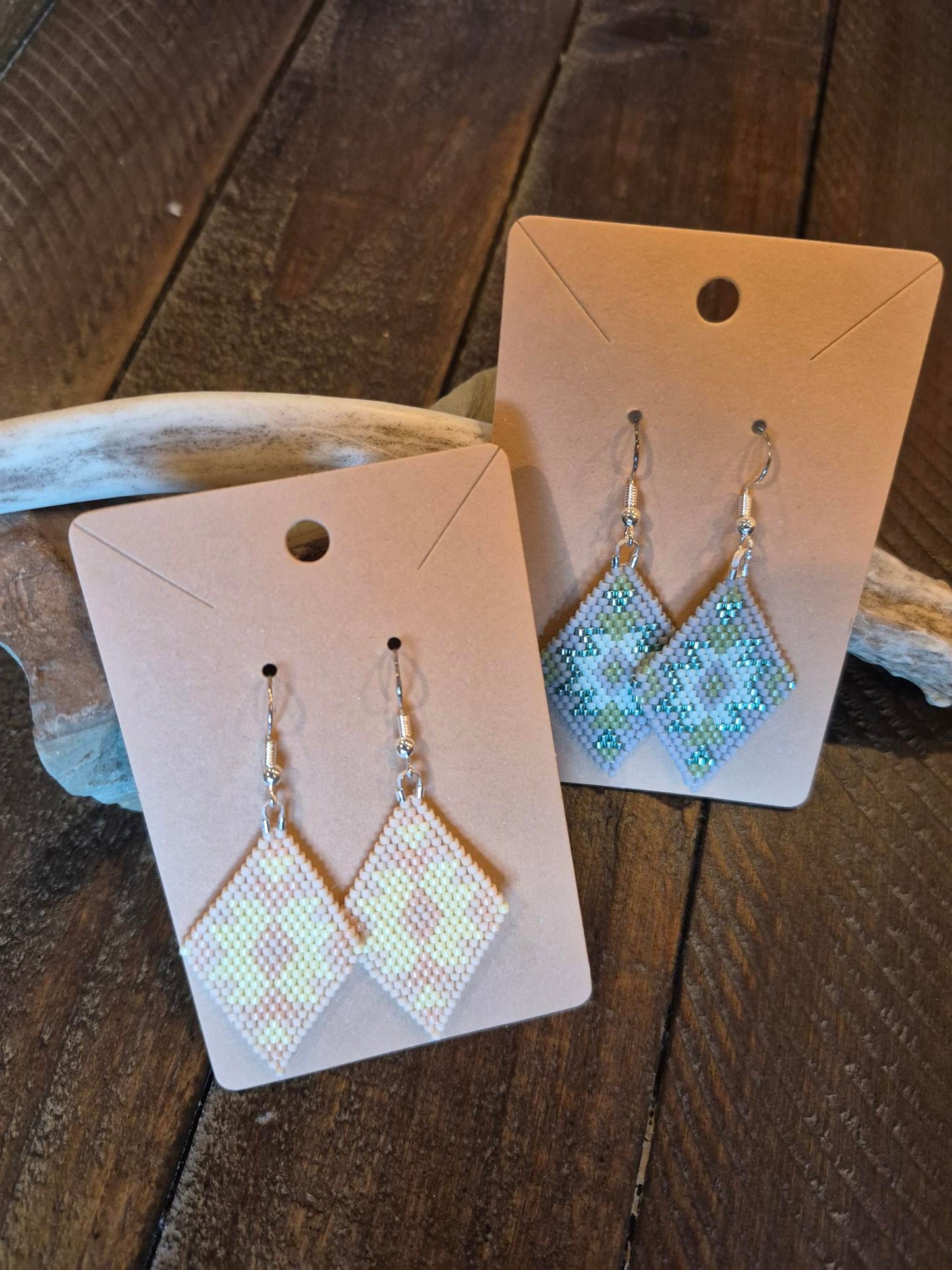 Hand Beaded Diamond Earrings